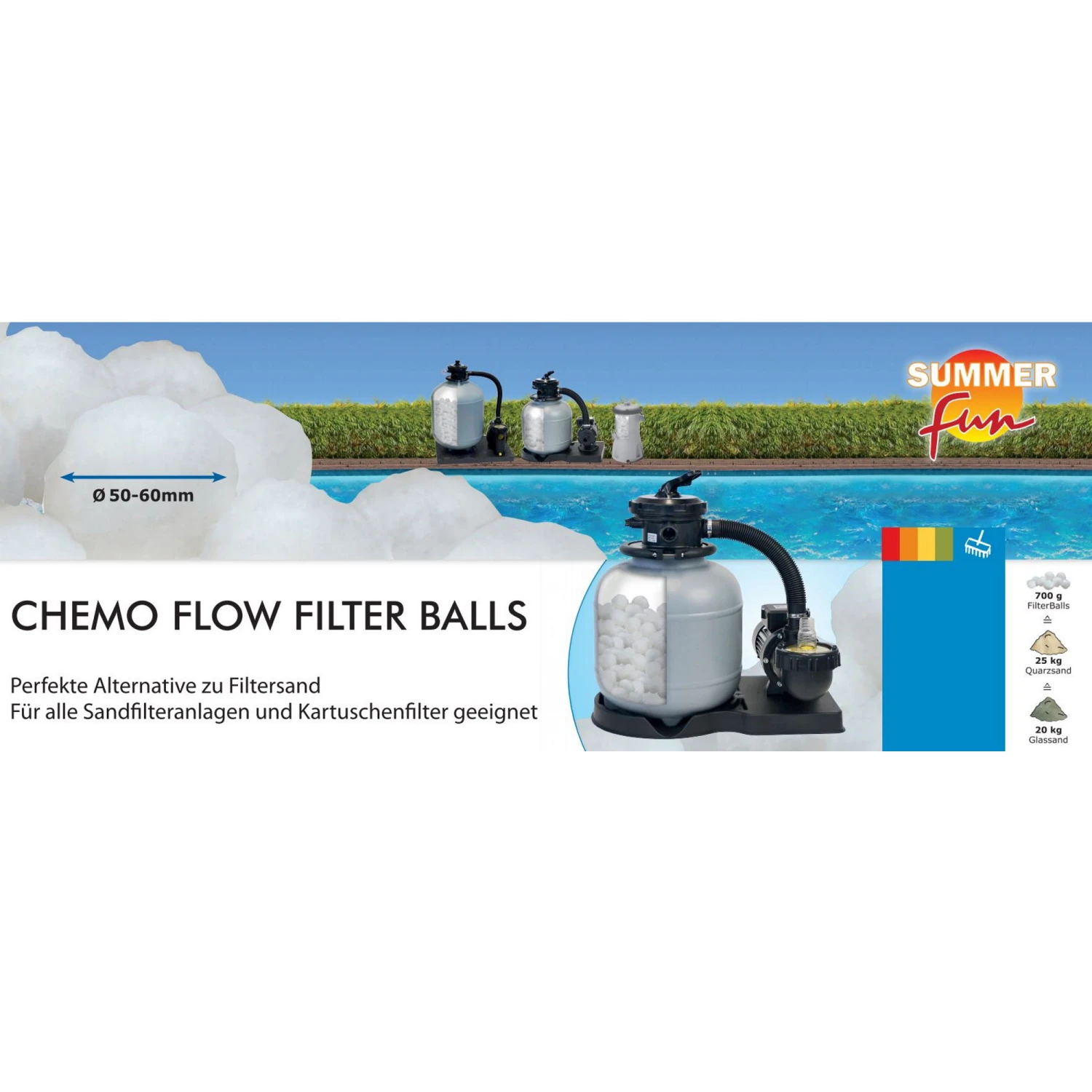 SUMMER FUN Chemo Flow Filterbälle Für Filteranlagen 700g 4 SUMMER FUN Chemo Flow Filterbälle Für Filteranlagen 700g – Bild 2