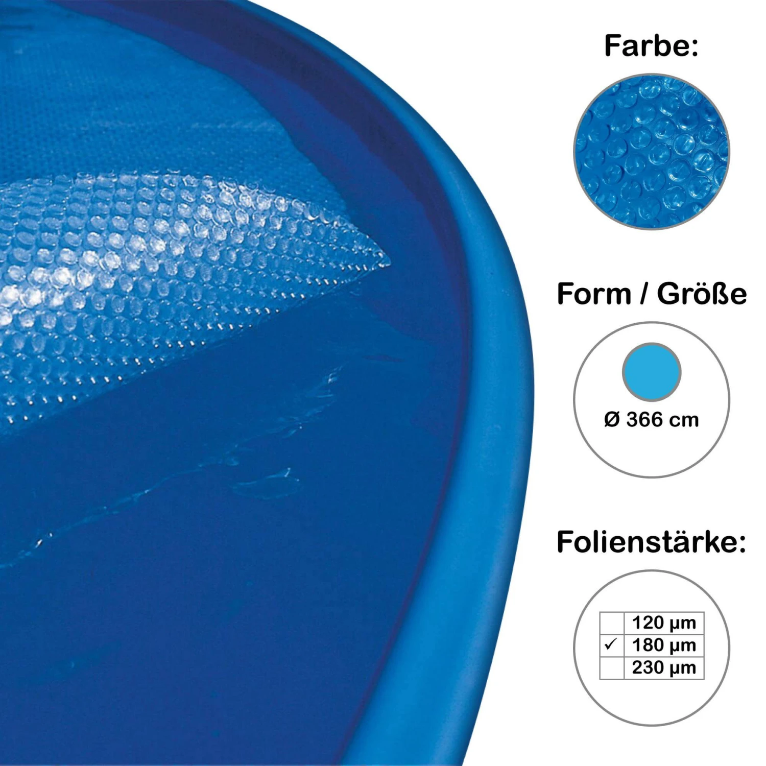 Solarplane, Solarfolie Und Bodenschutzvlies Für Fast-Set Pool Rund 366 Cm, 180 µm 5 Solarplane, Solarfolie Und Bodenschutzvlies Für Fast-Set Pool Rund 366 Cm, 180 µm – Bild 3