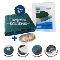Meyer Poolwelt 31 Abdeckplane Für 350cm Rund Pools Und Schwimmbecken - 94 G/m² Stark Winterschutz Und Ganzjahresabdeckung