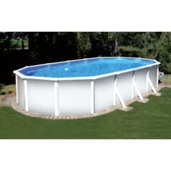 Stahlwandpool Set (5-teilig) Hoch Oval Classic 535x300x120 Cm, Stahl 0,45 Mm Weiß Folie 0,3 Mm Blau -Meyer Poolwelt 501010405PP Ovalpool 500 300 01 3