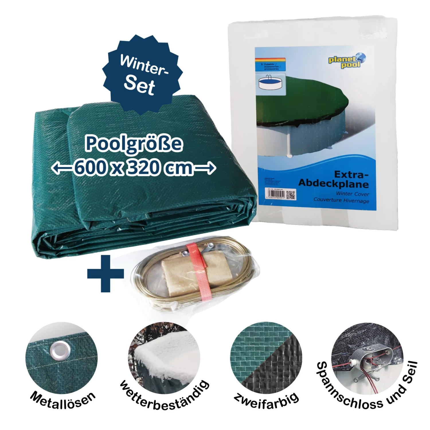 SUMMER FUN Abdeckplane Für 600x320cm Acht-/Oval Pools Und Schwimmbecken - 160 G/m² Stark Extra Winterschutz Und Ganzjahresabdeckung 3 SUMMER FUN Abdeckplane Für 600x320cm Acht-/Oval Pools Und Schwimmbecken - 160 G/m² Stark Extra Winterschutz Und Ganzjahresabdeckung