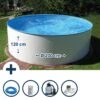 Stahlwandpool Set Rund Bologna 200x120 Cm, Stahl 0,6 Mm Weiß, Folie 0,6 Mm Blau, Einhängebiese -Meyer Poolwelt 503010630VS Stahlwandpool Set Rund 200x120cm k