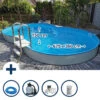 Stahlwandpool Set Achtform Cannes 625x360x150cm, Stahl 0,8mm Weiß, Folie 0,6mm Blau, Einhängebiese -Meyer Poolwelt 503010860VS Stahlwandpool Set Achtform 625x360x150cm