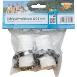 SUMMER FUN Schlauchverbinder Ø 38mm, 2 Er Pack Inkl. 4 Schlauchklemmen -Meyer Poolwelt 509000216 Schlauchverbinder Schlauchklemmen 02