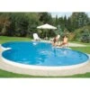 Stahlwandpool Achtform Exklusiv 625x360x150 Cm, Stahl 0,8 Mm Weiß, Folie 0,6 Mm Blau, Einhängebiese -Meyer Poolwelt Achtform Pool eingebaut im Garten 6