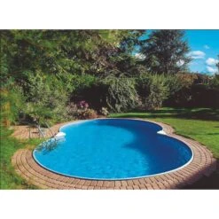 Waterman Stahlwandpool Set (10-teil) Tief Achtform Costa-Rica 725x460x150cm, Stahl 0,8mm Weiß Folie 0,6mm Bl. 13 Waterman Stahlwandpool Set (10-teil) Tief Achtform Costa-Rica 725x460x150cm, Stahl 0,8mm Weiß Folie 0,6mm Bl. -Meyer Poolwelt Achtform pool versenkt mit Steinumrandung 1