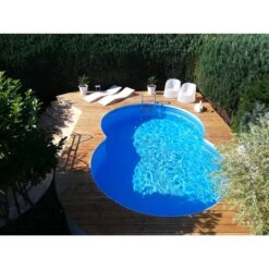 Stahlwandpool Set Achtform Cannes 625x360x150cm, Stahl 0,8mm Weiß, Folie 0,6mm Blau, Einhängebiese -Meyer Poolwelt Achtformpool tief 01 2