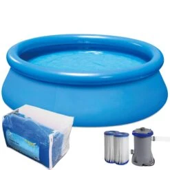 SUMMER FUN Quick Up Pool Set 244 X 66 Cm Inkl. Filter, Bodenschutz Und Thermoabdeckung