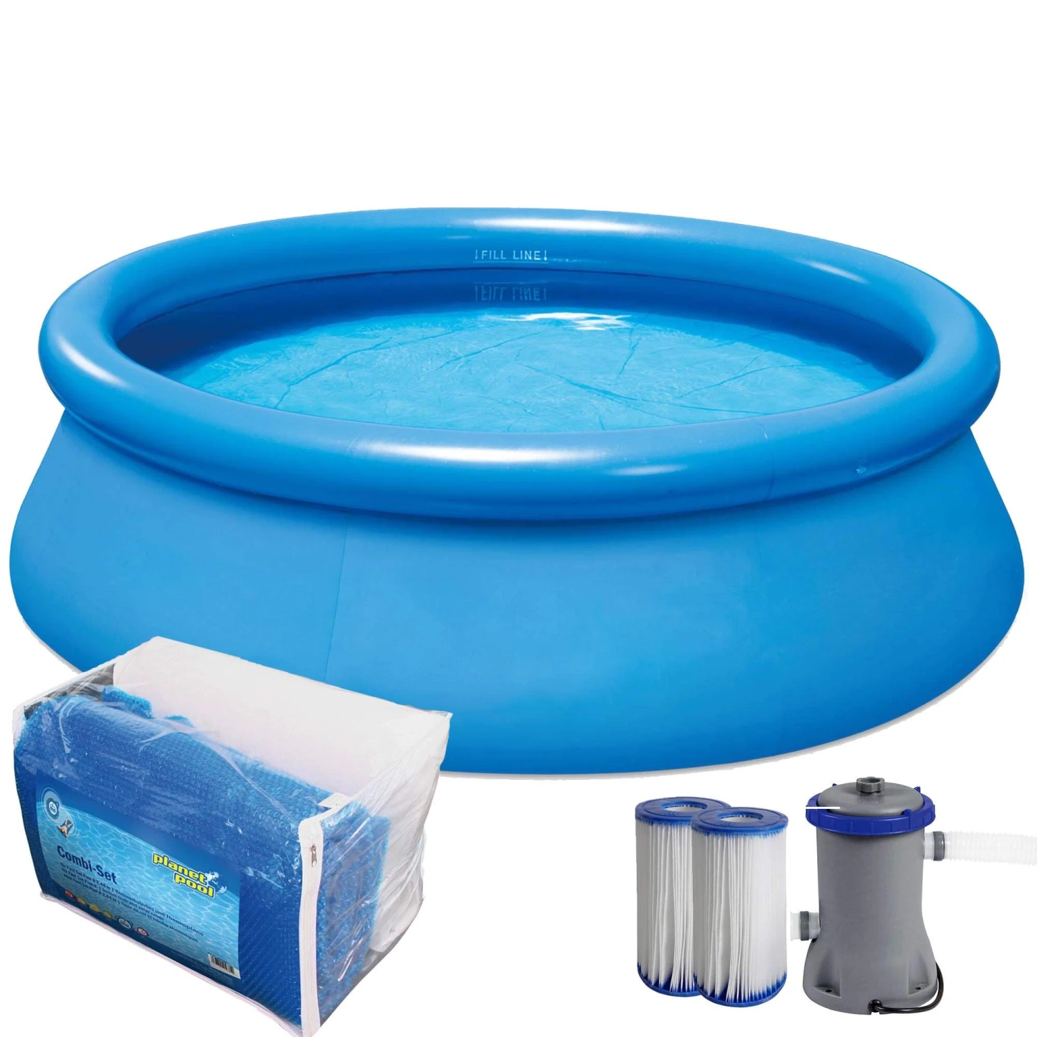 SUMMER FUN Quick Up Pool Set 244 X 66 Cm Inkl. Filter, Bodenschutz Und Thermoabdeckung 3 SUMMER FUN Quick Up Pool Set 244 X 66 Cm Inkl. Filter, Bodenschutz Und Thermoabdeckung