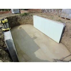 Waterman Stahlwandpool Oval Exklusiv 525x320x150 Cm, Stahl 0,8 Mm Weiß, Folie 0,6 Mm Blau, Einhängebiese -Meyer Poolwelt Bodenplatte mit stuetzmauern verkleidet ovaler Stahlwandpool 1