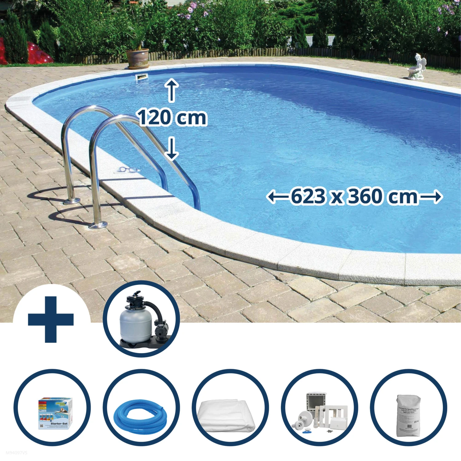 Waterman Stahlwandpool Set (8-teilig) Oval 623 X 360 X 120 Cm, Stahl 0,4 Mm Weiß Folie 0,4 Mm Blau 3 Waterman Stahlwandpool Set (8-teilig) Oval 623 X 360 X 120 Cm, Stahl 0,4 Mm Weiß Folie 0,4 Mm Blau