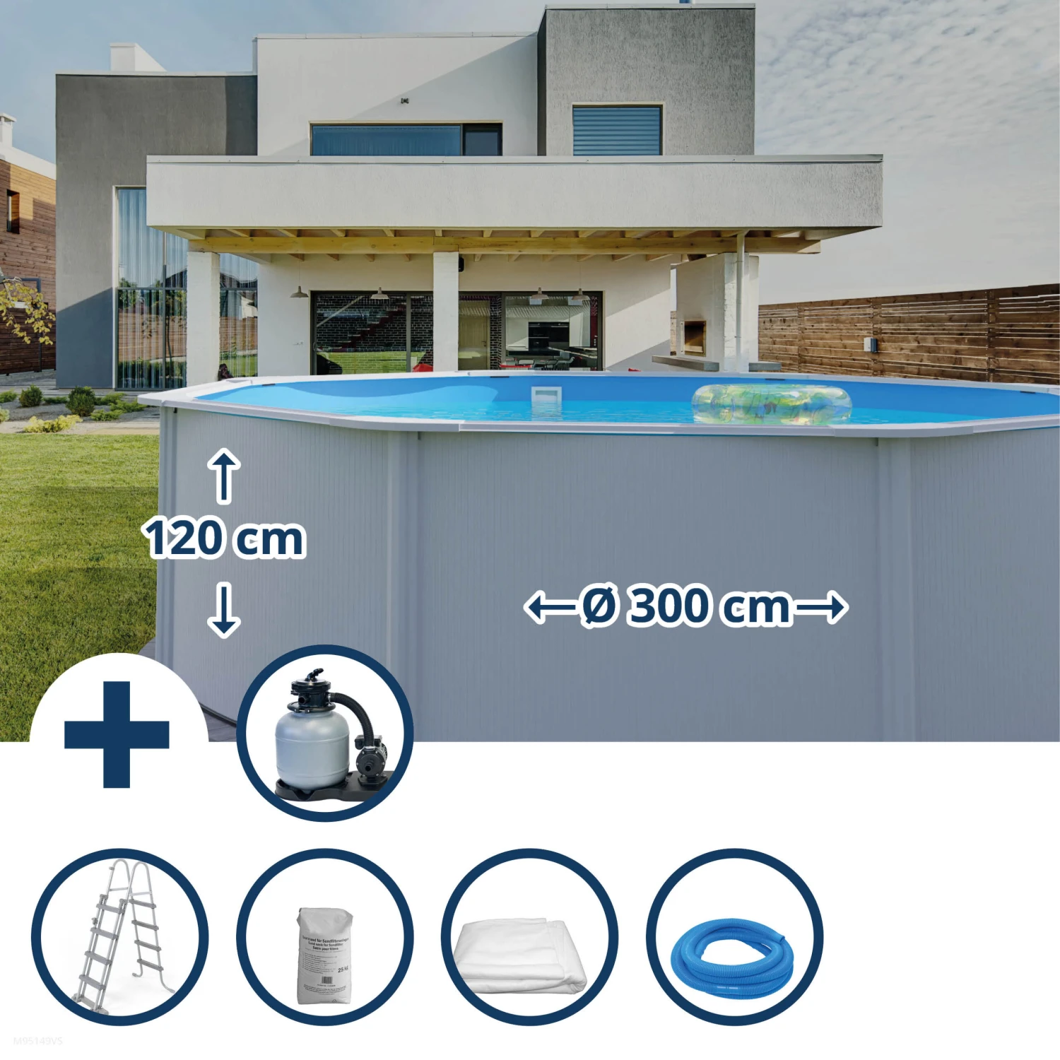 Waterman Stahlwandpool Set (6-teilig) Hoch Rund 300 X 120 Cm, Stahl 0,4 Mm Weiß Folie 0,3 Mm Blau 3 Waterman Stahlwandpool Set (6-teilig) Hoch Rund 300 X 120 Cm, Stahl 0,4 Mm Weiß Folie 0,3 Mm Blau