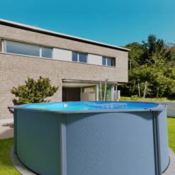Stahlwandpool Rund Classic 350x120 Cm, Stahl 0,4 Mm Anthrazit, Folie 0,3 Mm Blau, Overlap -Meyer Poolwelt Planet Pool Stahlwandpool Classic anthrazit blau MS 05 1