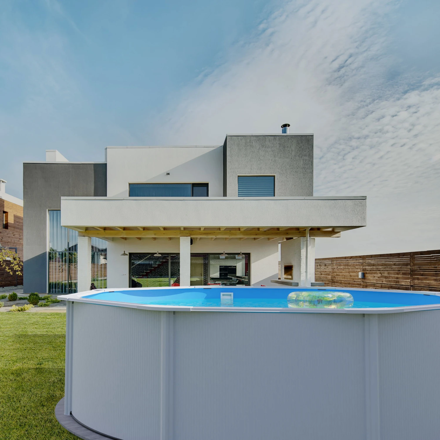 GRE Stahlwandpool Set (6-teilig) Hoch Rund High Line 460 X 132 Cm, Stahl 0,45 Mm Weiß Folie 0,4 Mm Blau 6 GRE Stahlwandpool Set (6-teilig) Hoch Rund High Line 460 X 132 Cm, Stahl 0,45 Mm Weiß Folie 0,4 Mm Blau – Bild 4