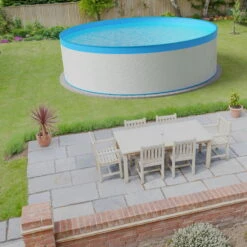 Stahlwandpool Rund 450x120 Cm, Stahl 0,4 Mm Weiß, Folie 0,3 Mm Blau, Overlap 9 Stahlwandpool Rund 450x120 Cm, Stahl 0,4 Mm Weiß, Folie 0,3 Mm Blau, Overlap -Meyer Poolwelt Planet Pool Stahlwandpool weiss blau overlap OS 02 7