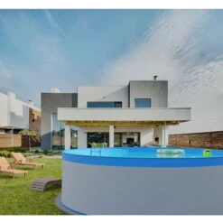 Waterman Stahlwandpool Rund 350x90 Cm, Stahl 0,3 Mm Weiß, Folie 0,2 Mm Blau, Overlap -Meyer Poolwelt Planet Pool Stahlwandpool weiss blau overlap OS 05 4