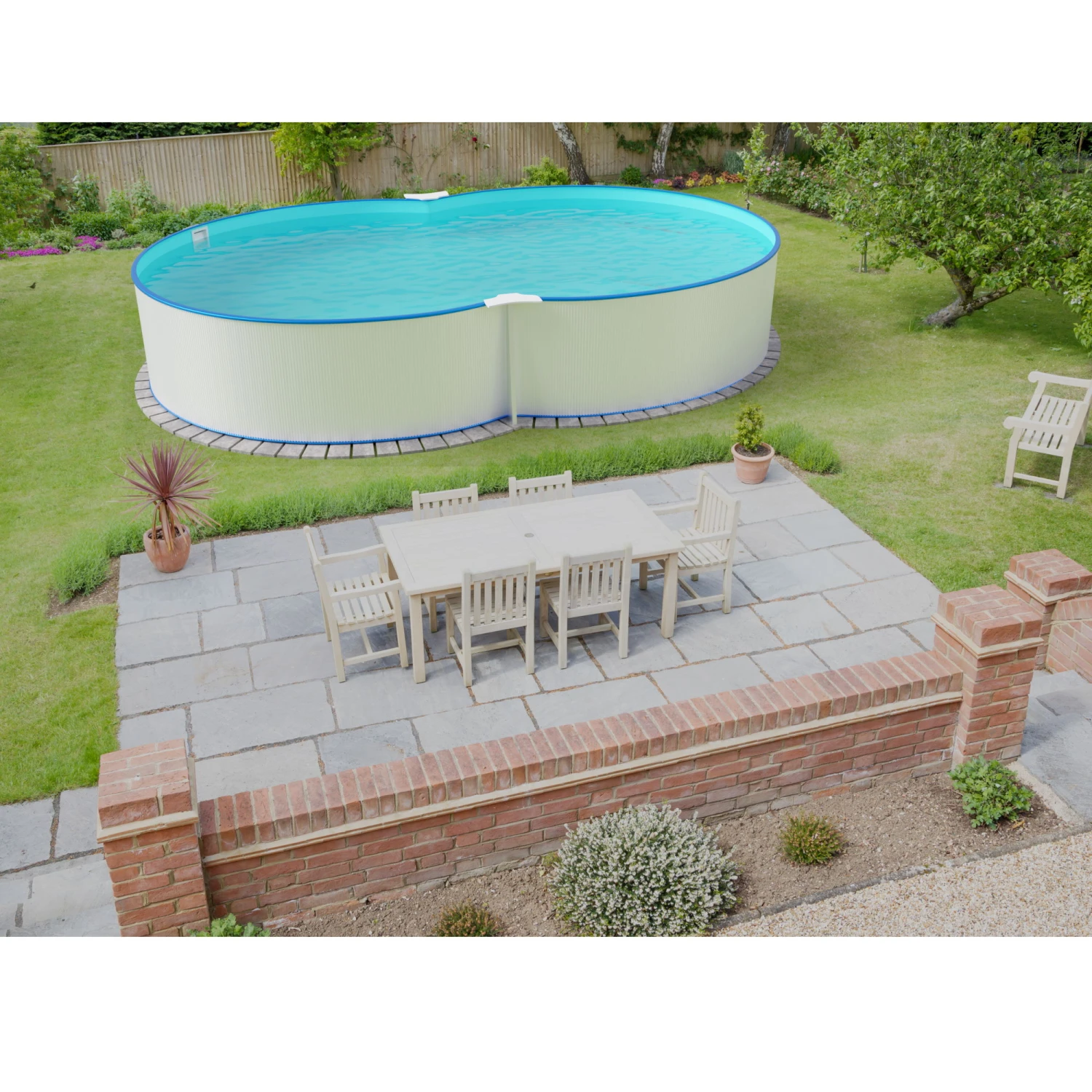 Waterman Stahlwandpool Achtform 525x320x120cm, OHNE Stahlträger, Stahl Weiß, + Folie Blau, Einhängebiese 4 Waterman Stahlwandpool Achtform 525x320x120cm, OHNE Stahlträger, Stahl Weiß, + Folie Blau, Einhängebiese – Bild 2