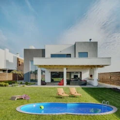 Stahlwandpool Achtform 470x300x120 Cm, Stahl 0,4 Mm Weiß, Folie 0,4 Mm Blau, Einhängebiese -Meyer Poolwelt S81009MSVS S81010MSVS S8140MSVS Stahlwandbecken Achtform Weiss Blau 05 2