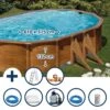 GRE Stahlwandpool Set (7-teilig) Hoch Oval 610 X 375 X 132 Cm, Stahl 0,45 Mm Holzoptik Folie 0,4 Mm Blau -Meyer Poolwelt SETOV610HVS Stahlwandpool Set Ovalform 610x375x132cm k