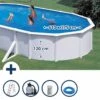 Waterman Stahlwandpool Set Oval Classic 610x375x120 Cm, Stahl 0,45 Mm Weiß, Folie 0,4 Mm Blau, Overlap -Meyer Poolwelt SETOV610 Stahlwandpool Set Ovalform 610x375x120cm k