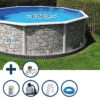 GRE Stahlwandpool Set (6-teilig) Hoch Rund 350 X 120 Cm, Stahl 0,45 Mm Steinoptik Folie 0,3 Mm Blau -Meyer Poolwelt SETR350SVS Stahlwandpool Set Rund 350x120cm