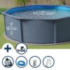 GRE Stahlwandpool Set (5-teilig) Hoch Rund Classic 450 X 120 Cm, Stahl 0,45mm Anthrazit Folie 0,3mm Blau -Meyer Poolwelt SETR460GVS Stahlwandpool Set Rund 450x120cm