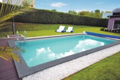 KWAD Styropor Pool Gran Canaria Komplettset 6,0 X 3,0 X 1,5m Mit 0,8 Mm Innenhülle Grau Inkl. Edelstahlleiter
